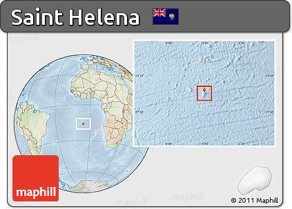 Physical Location Map of Saint Helena, lighten