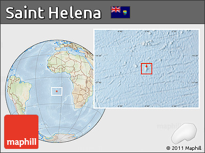 Physical Location Map of Saint Helena, lighten