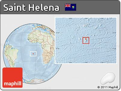 Physical Location Map of Saint Helena, lighten