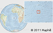 Physical Location Map of Saint Helena, lighten