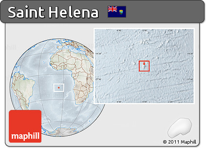 Physical Location Map of Saint Helena, lighten, semi-desaturated