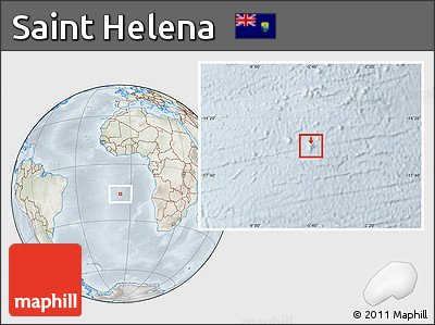 Physical Location Map of Saint Helena, lighten, semi-desaturated