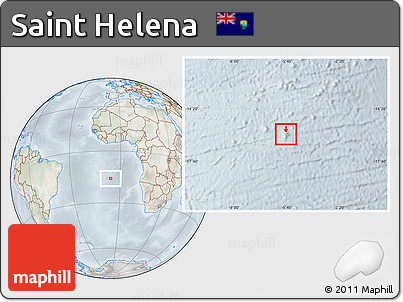Physical Location Map of Saint Helena, lighten, semi-desaturated
