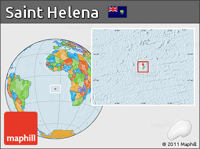 Physical Location Map of Saint Helena, political outside