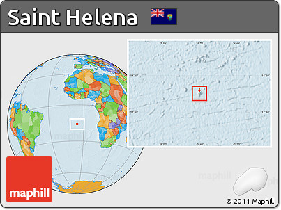 Physical Location Map of Saint Helena, political outside