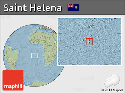 Physical Location Map of Saint Helena, savanna style outside, hill shading