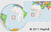 Political Location Map of Saint Helena, highlighted continent, within the entire continent