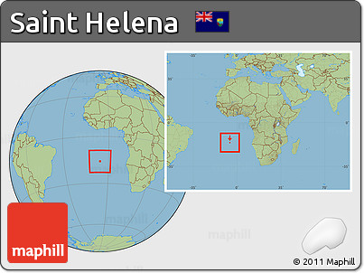 Savanna Style Location Map of Saint Helena, within the entire continent