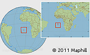 Savanna Style Location Map of Saint Helena, within the entire continent