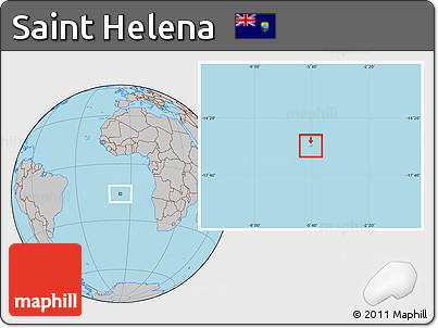 Savanna Style Location Map of Saint Helena, gray outside, hill shading inside