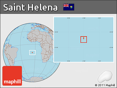 Savanna Style Location Map of Saint Helena, gray outside, hill shading inside