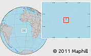 Savanna Style Location Map of Saint Helena, gray outside, hill shading inside
