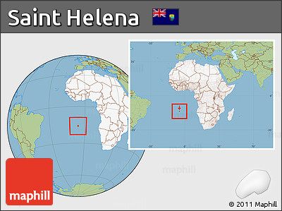 Savanna Style Location Map of Saint Helena, highlighted continent, within the entire continent