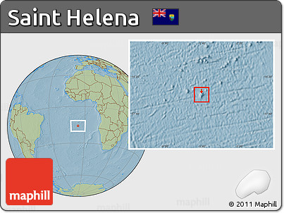 Savanna Style Location Map of Saint Helena, hill shading outside
