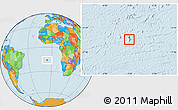 Savanna Style Location Map of Saint Helena, political outside, hill shading