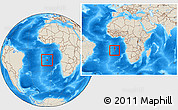 Shaded Relief Location Map of Saint Helena, within the entire continent