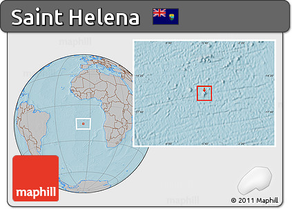 Shaded Relief Location Map of Saint Helena, gray outside, hill shading