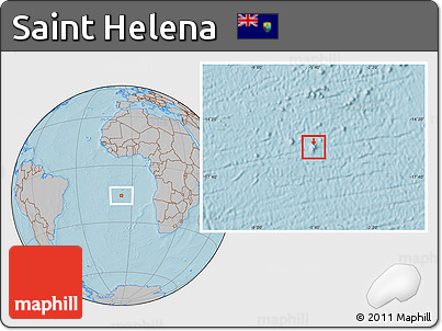 Shaded Relief Location Map of Saint Helena, gray outside, hill shading