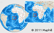 Shaded Relief Location Map of Saint Helena, highlighted continent, within the entire continent
