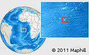Shaded Relief Location Map of Saint Helena, highlighted continent