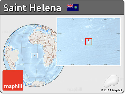 Shaded Relief Location Map of Saint Helena, lighten