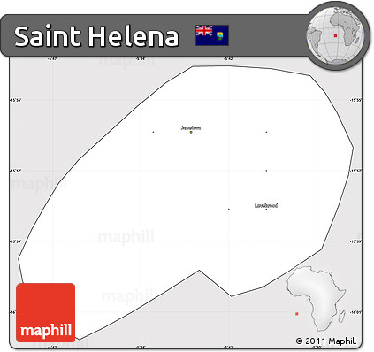 Silver Style Simple Map of Saint Helena, cropped outside