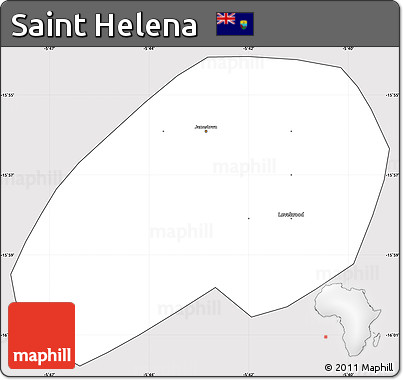 Silver Style Simple Map of Saint Helena, cropped outside