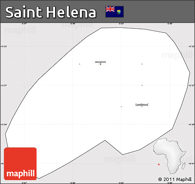 Silver Style Simple Map of Saint Helena, cropped outside