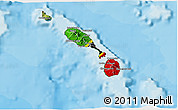 Flag 3D Map of Saint Kitts and Nevis, satellite outside, bathymetry sea, flag rotated