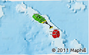 Flag 3D Map of Saint Kitts and Nevis, single color outside, shaded relief sea, flag centered