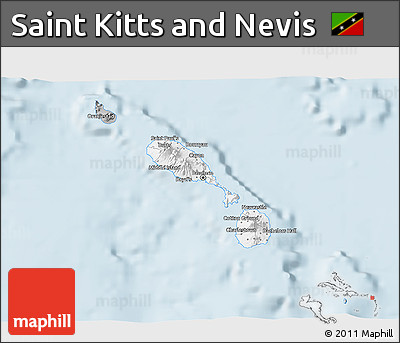 Gray 3D Map of Saint Kitts and Nevis