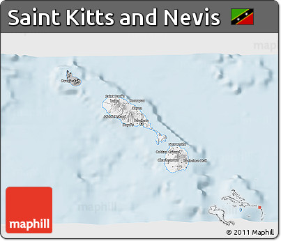Gray 3D Map of Saint Kitts and Nevis