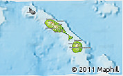 Physical 3D Map of Saint Kitts and Nevis, desaturated, land only