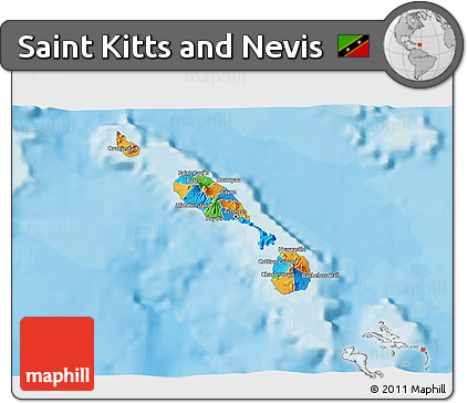 Political 3D Map of Saint Kitts and Nevis