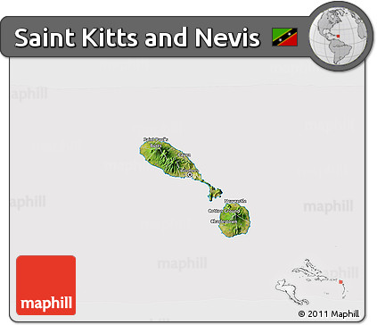 Satellite 3D Map of Saint Kitts and Nevis, cropped outside