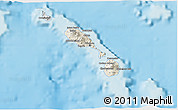 Shaded Relief 3D Map of Saint Kitts and Nevis, desaturated, land only