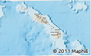 Shaded Relief 3D Map of Saint Kitts and Nevis, lighten, desaturated, land only