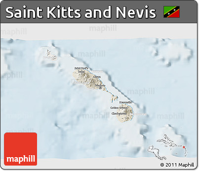 Shaded Relief 3D Map of Saint Kitts and Nevis, lighten