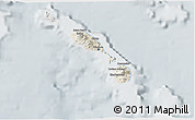 Shaded Relief 3D Map of Saint Kitts and Nevis, lighten, semi-desaturated