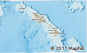 Shaded Relief 3D Map of Saint Kitts and Nevis, semi-desaturated, land only