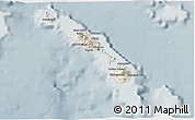 Shaded Relief 3D Map of Saint Kitts and Nevis, semi-desaturated