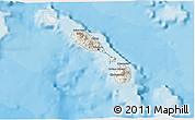 Shaded Relief 3D Map of Saint Kitts and Nevis, single color outside, bathymetry sea, shaded relief sea