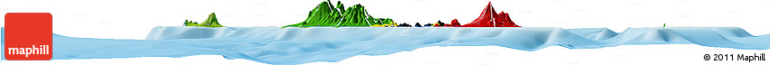 Flag Horizon Map of Saint Kitts and Nevis, physical outside, flag rotated
