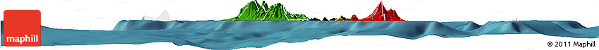 Flag Horizon Map of Saint Kitts and Nevis, single color outside, satellite sea