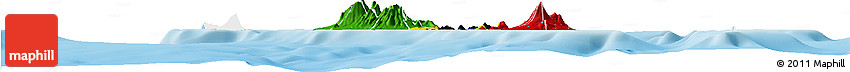 Flag Horizon Map of Saint Kitts and Nevis, single color outside, shaded relief sea