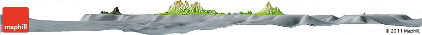 Physical Horizon Map of Saint Kitts and Nevis, darken, semi-desaturated