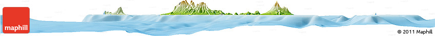 Physical Horizon Map of Saint Kitts and Nevis, lighten, land only