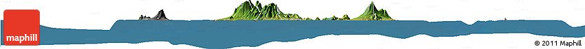 Satellite Horizon Map of Saint Kitts and Nevis, desaturated, land only
