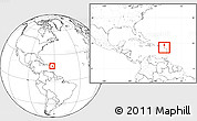 Blank Location Map of Saint Kitts and Nevis, within the entire continent