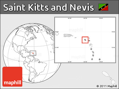 Blank Location Map of Saint Kitts and Nevis